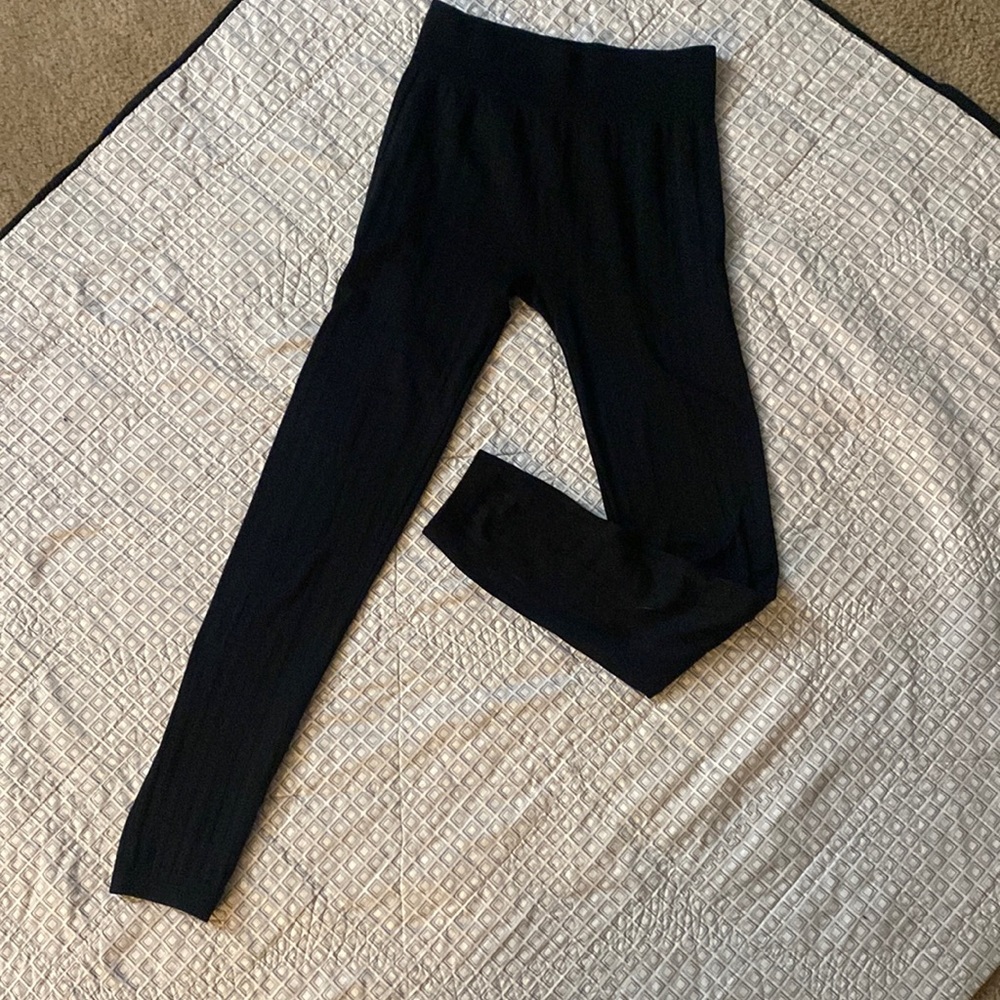 Black textured leggings one size fits all
